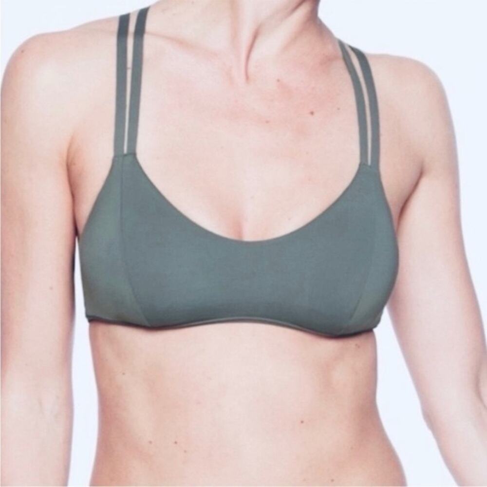 Athleta South Swell Strappy Back Bikini Top Gray Size Large